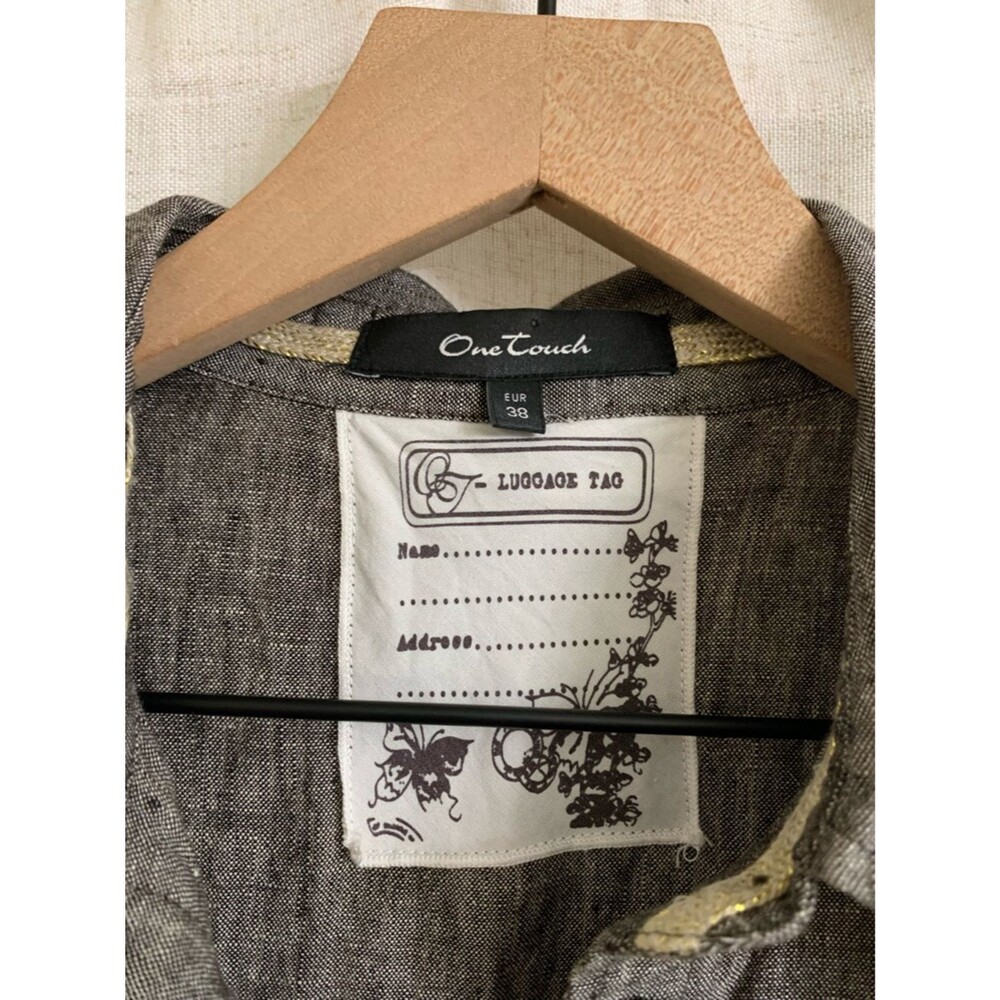 One Touch Germany 100% Linen Y2K Sleeveless Button Front Grey Long Top Size 38 - Picture 3 of 9